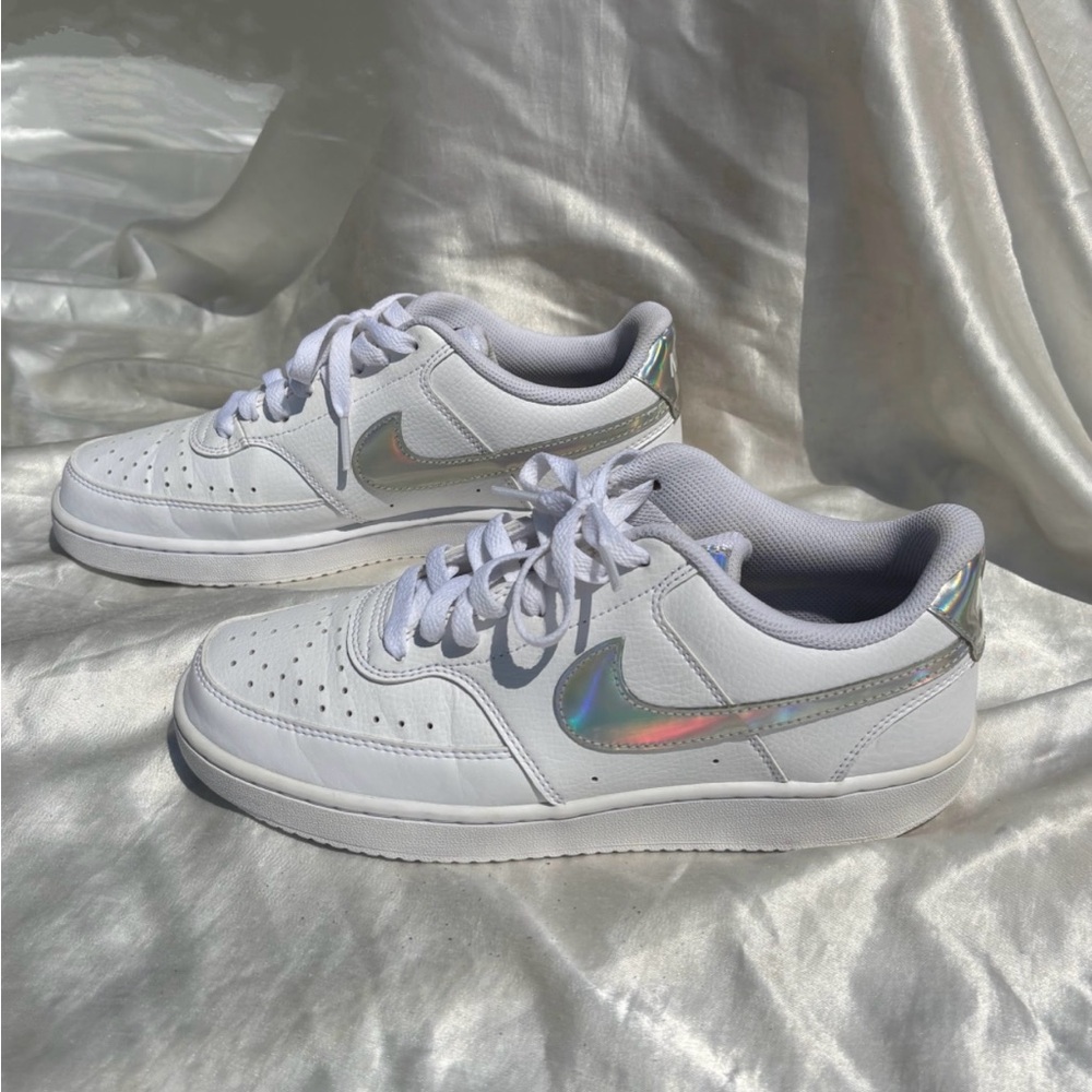 Nike Court Vision White Iridescent Sneakers Shoes CW5596-100 in Women's Size 9